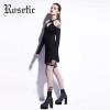 Rosetic Gothic Mini Dress Black Hollow Heart-shaped Women Autumn Casual Dress O-Neck A-Line High Street Fashion Sexy Goth Dress