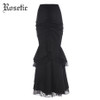Rosetic Gothic Mermaid Skirt Women Autumn Black Lace Goth Trumpet Bottoms Fishtail Fashion Bodycon Vintage Gothic Mermaid Skirts