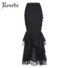 Rosetic Gothic Mermaid Skirt Women Autumn Black Lace Goth Trumpet Bottoms Fishtail Fashion Bodycon Vintage Gothic Mermaid Skirts