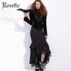 Rosetic Gothic Mermaid Skirt Women Autumn Black Lace Goth Trumpet Bottoms Fishtail Fashion Bodycon Vintage Gothic Mermaid Skirts