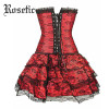 Rosetic Bustier Corset Dress Female Punk Vintage Lace-Up Sexy Bustier Black Girdle Corset Sexy Women Goth Overbust Corset Dress