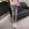 Roses Sequined Ripped Jeans for Women Autumn Winter New Arrivals High Waist Denim Pencil Pants Plus Size Strench Trousers 41026
