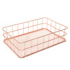 Rose Gold Wire Mesh Storage Basket Kitchen Dry Food Fruits Display Office Supplies Organiser Household Decoration Pastoral Style