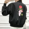Rose Embroidery Women's Jackets Long Sleeve Stand Neck Abrigos Mujer Harajuku Chaquetas 2017 Spring Plus Size Boyfriend Jaqueta