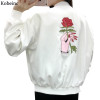 Rose Embroidery Women's Jackets Long Sleeve Stand Neck Abrigos Mujer Harajuku Chaquetas 2017 Spring Plus Size Boyfriend Jaqueta