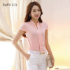 ROPALIA Summer Women Tops Short Sleeve Casual Chiffon Blouse Female V-Neck Work Wear Solid Office Shirts For Women ROPALIA Summer Women Tops Short Sleeve Casual Chiffon Blouse Female V-Neck Work Wear Solid Office Shirts For Women