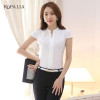 ROPALIA Summer Women Tops Short Sleeve Casual Chiffon Blouse Female V-Neck Work Wear Solid Office Shirts For Women ROPALIA Summer Women Tops Short Sleeve Casual Chiffon Blouse Female V-Neck Work Wear Solid Office Shirts For Women