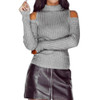 ROPALIA Sexy Female Turtleneck Off Shoulder Pullover Sweater Women Tricot Oversize Jumper Pull Autumn Knitted Lady Top