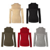 ROPALIA Sexy Female Turtleneck Off Shoulder Pullover Sweater Women Tricot Oversize Jumper Pull Autumn Knitted Lady Top