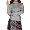 ROPALIA Sexy Female Turtleneck Off Shoulder Pullover Sweater Women Tricot Oversize Jumper Pull Autumn Knitted Lady Top