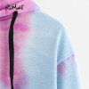 ROMWE Water Color Crop Hoodies Multicolor Casual Women Drawstring Hooded Sweatshirt 2017 Autumn Tie Dye Long Sleeve Hoodies
