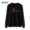 ROMWE Rose Letter Print Sweatshirt Pullovers Black Casual Women Long Sleeve Tops Fall 2018 Fashion New O Neck Regular Sweatshirt