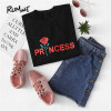 ROMWE Rose Letter Print Sweatshirt Pullovers Black Casual Women Long Sleeve Tops Fall 2018 Fashion New O Neck Regular Sweatshirt