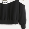 ROMWE Mixed Media Color Block Sweatshirt 2017 Pullovers Women Drop Shoulder Casual Autumn Tops O Neck Cotton Winter Sweatshirt