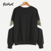 ROMWE Mixed Media Color Block Sweatshirt 2017 Pullovers Women Drop Shoulder Casual Autumn Tops O Neck Cotton Winter Sweatshirt