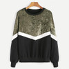 ROMWE Mixed Media Color Block Sweatshirt 2017 Pullovers Women Drop Shoulder Casual Autumn Tops O Neck Cotton Winter Sweatshirt