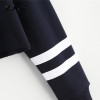 ROMWE Letter American Flag Print Varsity Striped Crop Black Sweatshirt Spring Fall Women O-Neck Long Sleeve Casual Sweatshirt