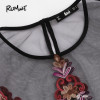 ROMWE Flower Embroidery Mesh Blouse Vintage Sexy Crop Top 2017 Women Semi Sheer Boho Tops Black Short Sleeve Thin Tunic Blouse