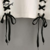 ROMWE Casual Printed T shirt Women Crop Tops Women 2018 Summer White Letter Print Short Sleeve Lace-Up Crop T-shirt