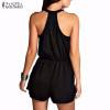 Rompers Womens Jumpsuit 2017 ZANZEA Summer Sexy V Neck Halter Sleeveless Playsuits Casual Elastic Waist Solid Overalls Plus Size