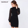 Kakaforsa Women Sexy Backless White Dress Casual Plus Size Slim Fit Bodycon Short Dress Long Sleeve O-Neck Mini Party Dresses