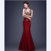 JSJ130J#Bridal Wedding party toast gown new spring summer fishtail dress 2018 wine long Lace bridesmaid dresses cheap wholesale