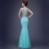 JSJ130T#Bridal Wedding party toast gown new spring summer 2017 fishtail dress blue long Lace bridesmaid dresses cheap wholesale