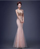 JSJ130L#Bridal Wedding party toast gown new spring summer 2017 fishtail dress blue long Lace bridesmaid dresses cheap wholesale