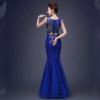 JSJ130L#Bridal Wedding party toast gown new spring summer 2017 fishtail dress blue long Lace bridesmaid dresses cheap wholesale