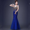JSJ130L#Bridal Wedding party toast gown new spring summer 2017 fishtail dress blue long Lace bridesmaid dresses cheap wholesale