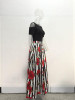 JRRY New Two Pieces Casual Women Maxi Dresses Short Sleeve Black Top Long Pattern Floral Dress Plus Size 6XL Vestidos