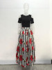 JRRY New Two Pieces Casual Women Maxi Dresses Short Sleeve Black Top Long Pattern Floral Dress Plus Size 6XL Vestidos