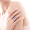 JQueen 3.45ct 925 Sterling Silver ring set vintage ring Round White Topaz jewelry Wedding Rings For Women s925 silver