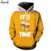 Joyonly Women Men 3D Hoodies It's Beer Time Pizza Hamburger Nutella Food Noddle Banana Printing Sweatshirt Hooded Brand Clothing