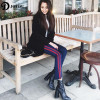 JOYDU Side Striped Jeans For Women Washed Blue High Waist Street Ankle Length Denim Freddy Boyfriend Edging Jeans Ripped Female