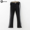 JOYDU Side Striped Jeans For Women Washed Blue High Waist Street Ankle Length Denim Freddy Boyfriend Edging Jeans Ripped Female