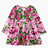New Baby Girl Floral Dresses Kids Long Sleeve Rose Flower Printed Princess Wedding Party Dress Children Pleated Clothes Costume