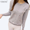 New 2018 Women Sweaters Autumn Winter Long Sleeve Embroidery Ladies Pullover High Elastic Tricot Jumper Solid Warm Tops