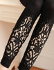 CUHAKCI Women Cotton Clothing Knitted Legin High Elastic Leggings Hollow Out Lace Diamond Legging Section Spring Autumn Trousers