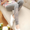 CUHAKCI Women Cotton Clothing Knitted Legin High Elastic Leggings Hollow Out Lace Diamond Legging Section Spring Autumn Trousers