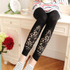 CUHAKCI Women Cotton Clothing Knitted Legin High Elastic Leggings Hollow Out Lace Diamond Legging Section Spring Autumn Trousers
