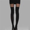 CUHAKCI Knee High Women Floral Tights Sexy Nylon Thin Contrast Color Big Bow Sling False Hose Splicing Tights