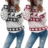 Christmas Deer Print Fleece Hoodies Women Ladies Winter Warm Jumper Snowflake Pullover Sweatshirts Cotton Tops Female Hoody