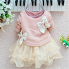 Christmas Baby Girls Dress Knit Crochet Sweater Tops Lace Bowknot Dresses Kids Long Sleeve Dress For Girls 2017 Vestido Infantil