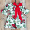 Christmas Baby Girl Dress Winter Car Printed NewbornDress for Girls Bow Shoulderless Vestido Infantil 1 Year Birthday PartyDress