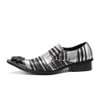 Christia Bella Fashion Metal Iron Poined Toe Mens Dress Shoes Zebra Print Genuine Leather Men Shoes Italian Business Oxford Shoe