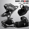 Baby stroller 3-in-1 high seat landscape, folding stroller, 360 degrees, three modes, black and white.