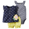 Baby Sets 2016 Summer New Style Retail Clothing Set Girls Bodysuits+Short+T-shirt 3pcs Undershirt Shorts Kids Clothes Sets V20