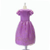 MUABABY Girls Princess Dresses Child Tangled Rapunzel Costume Kids Short Sleeve Flower Summer Party Dress Girl Birthday Clothing
