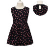 MUABABY 2-7T Girl Dress Baby Kids Summer Flower Cherry Backless Sundress Girl Cotton Sleeveless Princess Beach Casual Dresses